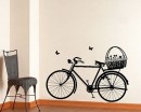 Bicycle with Flower Basket Vinyl Decals Modern Wall Sticker